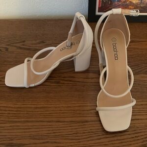 White chunky heels